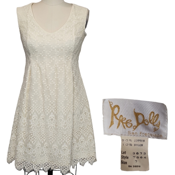 Rag Dolls Dresses & Skirts - Vintage Rae Rag Dolls Women's 7 (0-2 xs) Pleated Mini Lace Lined Dress 70s?